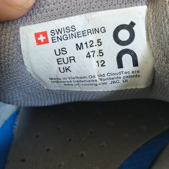 On Running Cloudflyer Men's Athletic Shoes in White and Blue - Picture 5 of 7